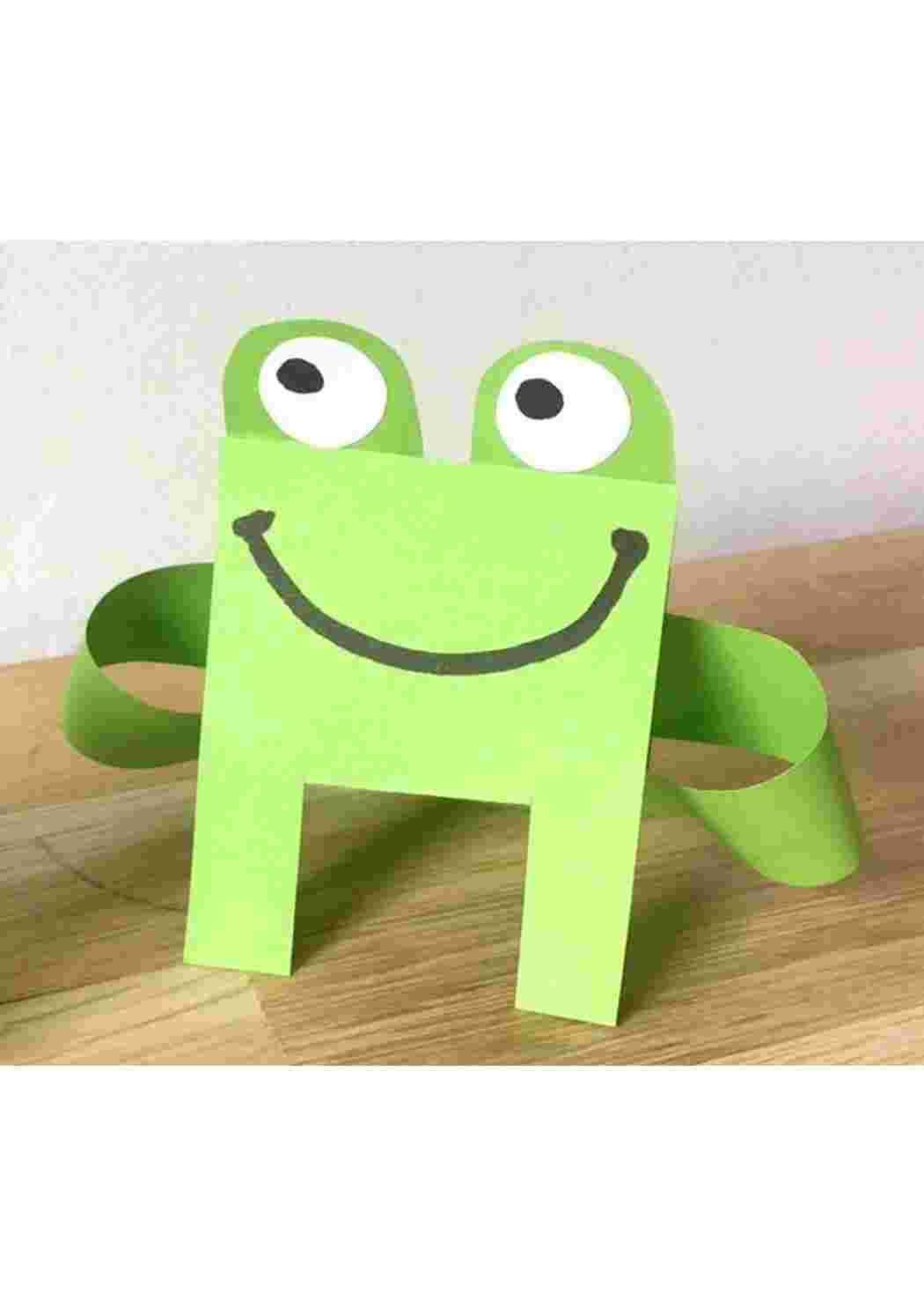 Раскраска Лягушка. Поделка из цветной бумаги. Как сделать лягушку из цветной бумаги