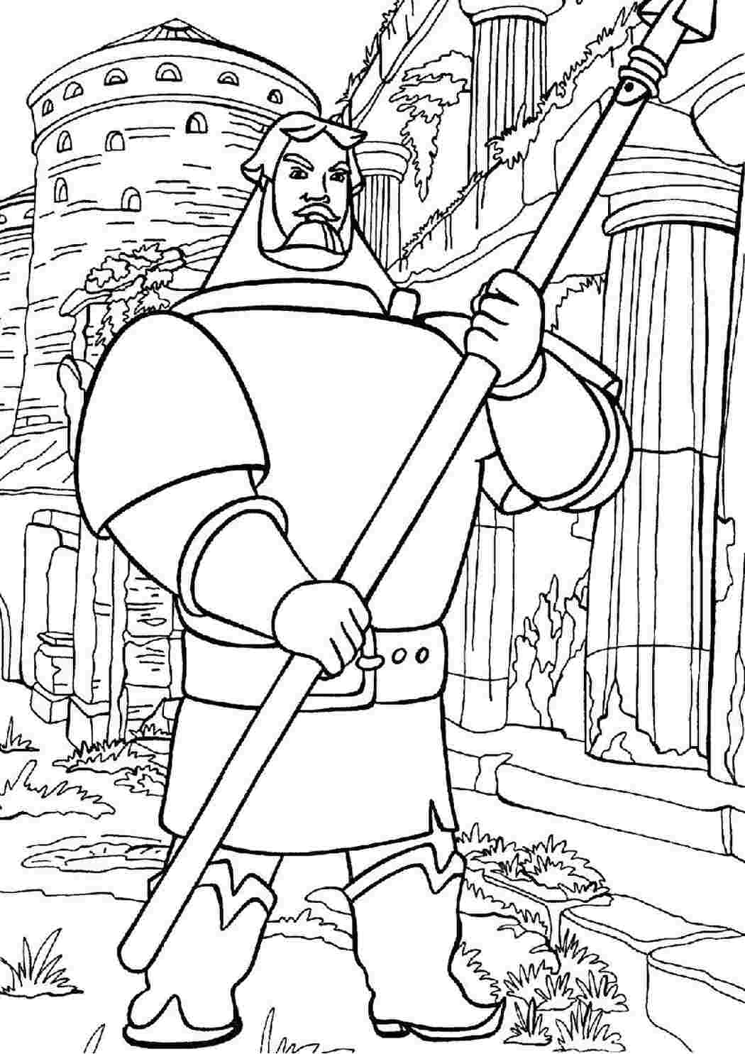 Раскраска  Илья Муромец 