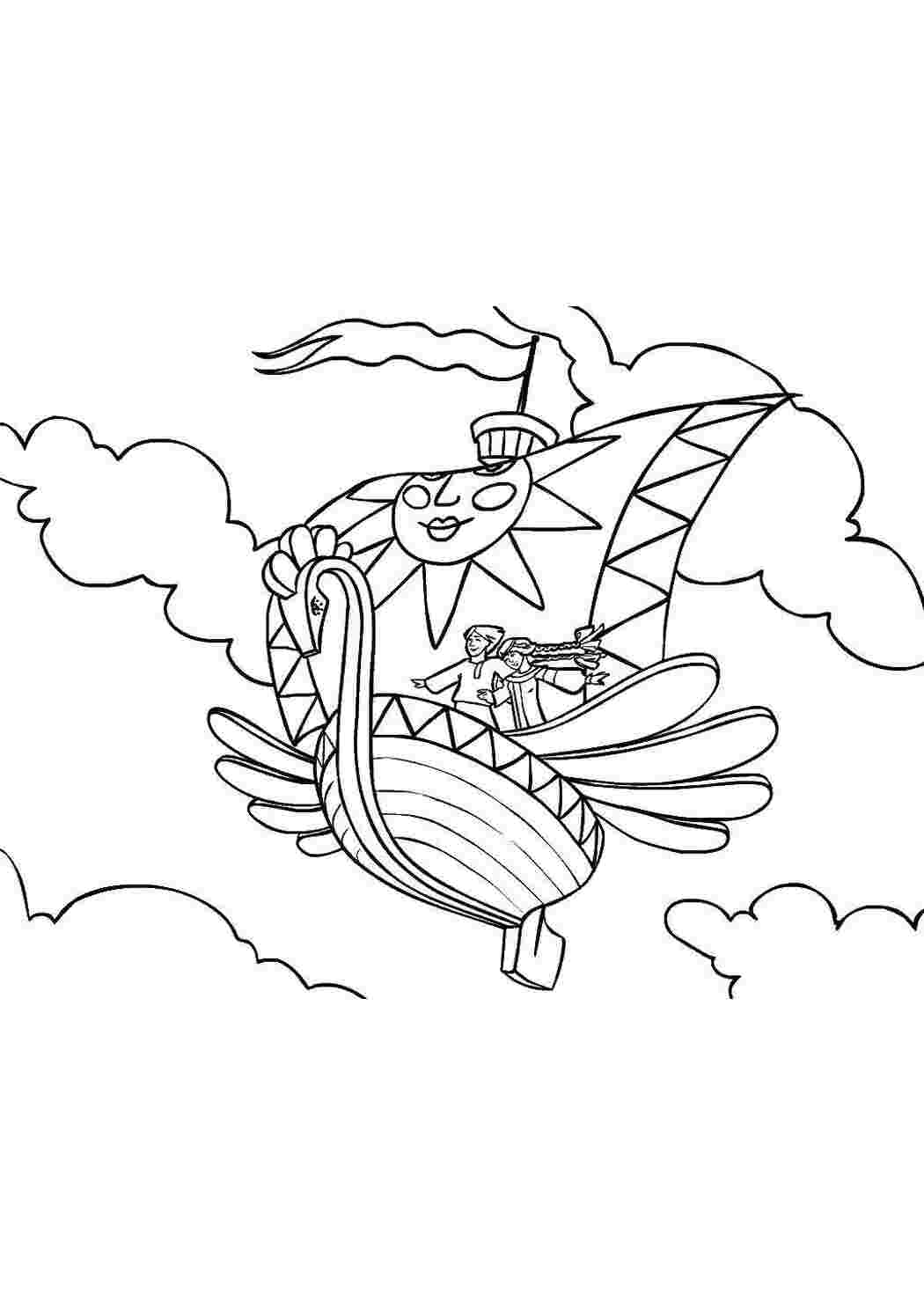 Рисунок летучего корабля поэтапно