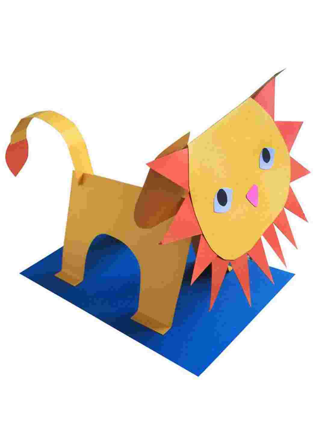 Раскраска Поделки животных из цветной бумаги. Объемные поделки