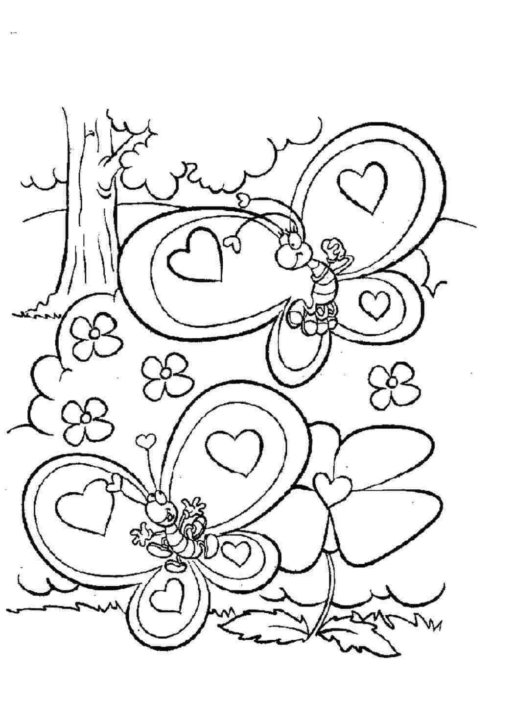 Раскраска бабочки летают