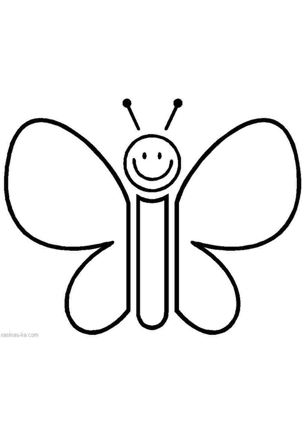 Картинка раскраска бабочка для детей 3-4 лет