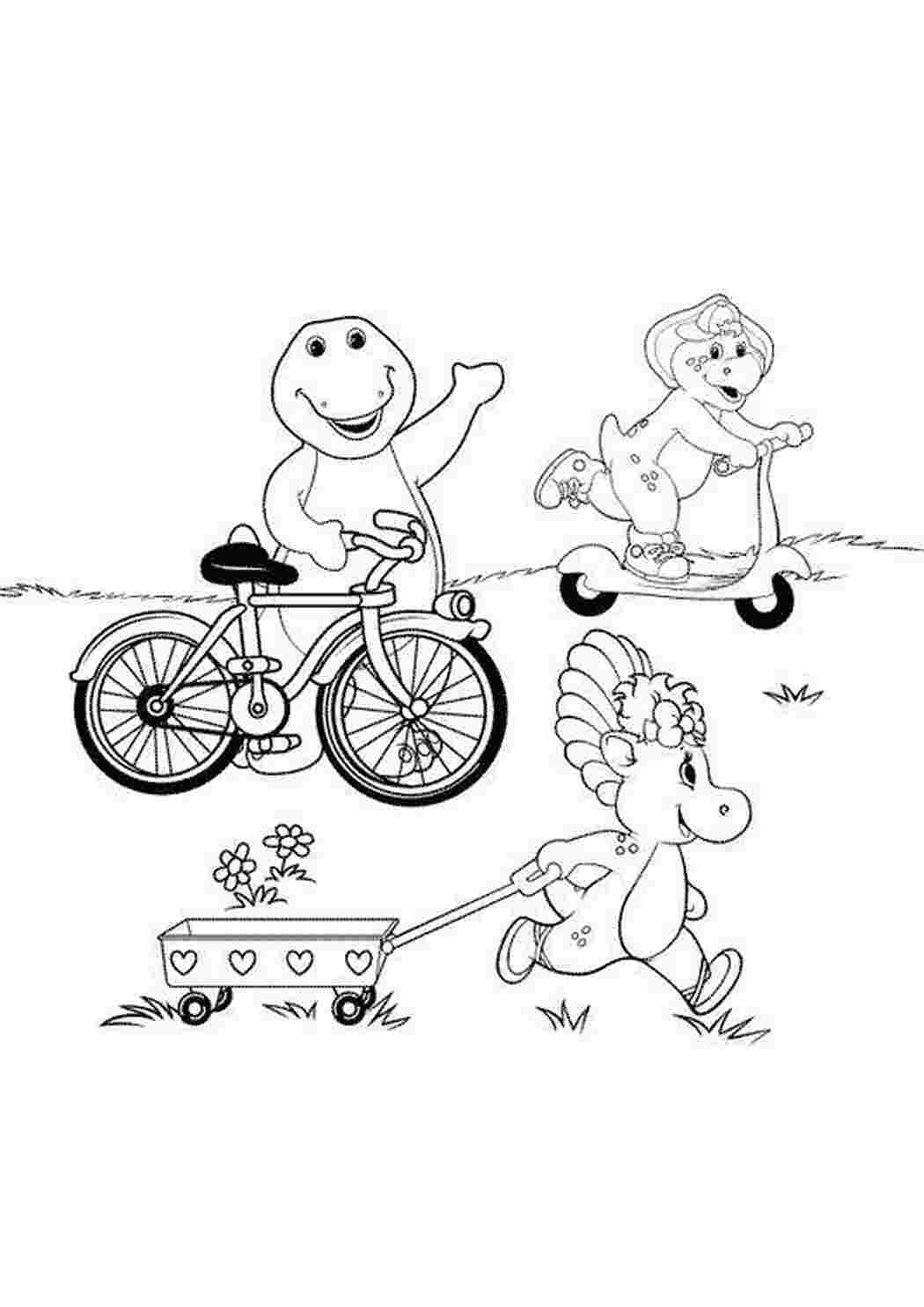 Велосипед и самокат раскраска для детей