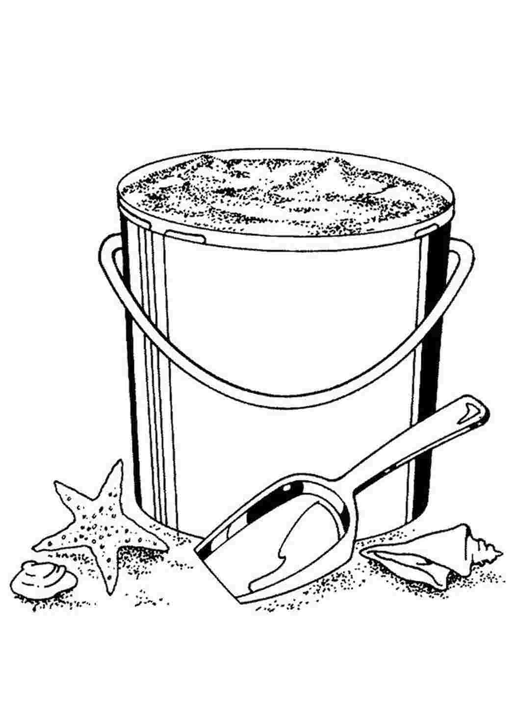 Раскраска Ведерочко на пляже