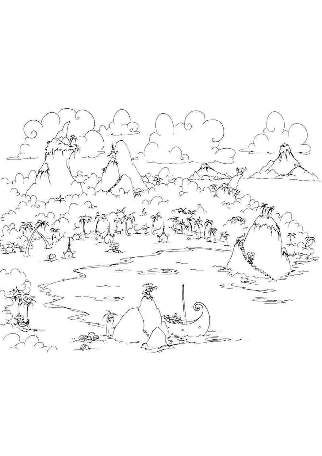Раскраска Пальмовый остров