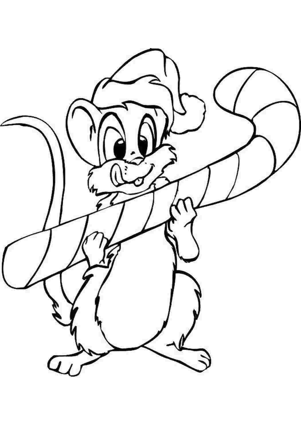 Раскраска Мышка со сладостью