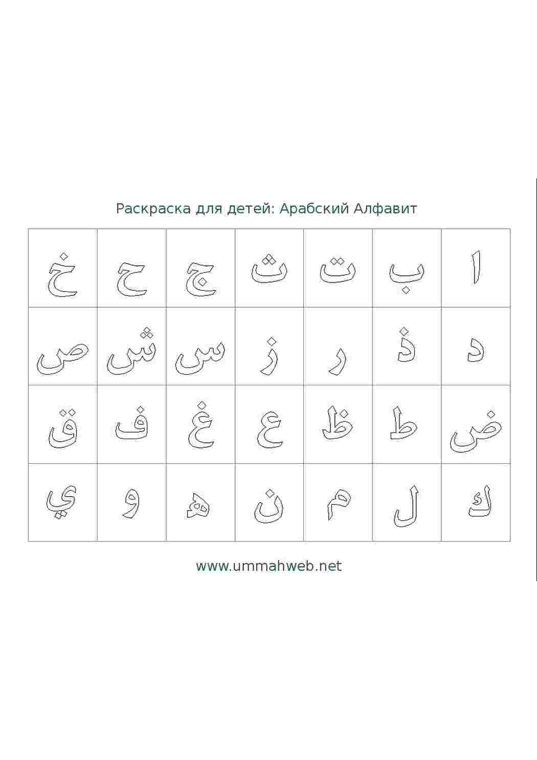 Раскраска Арабски алфавит