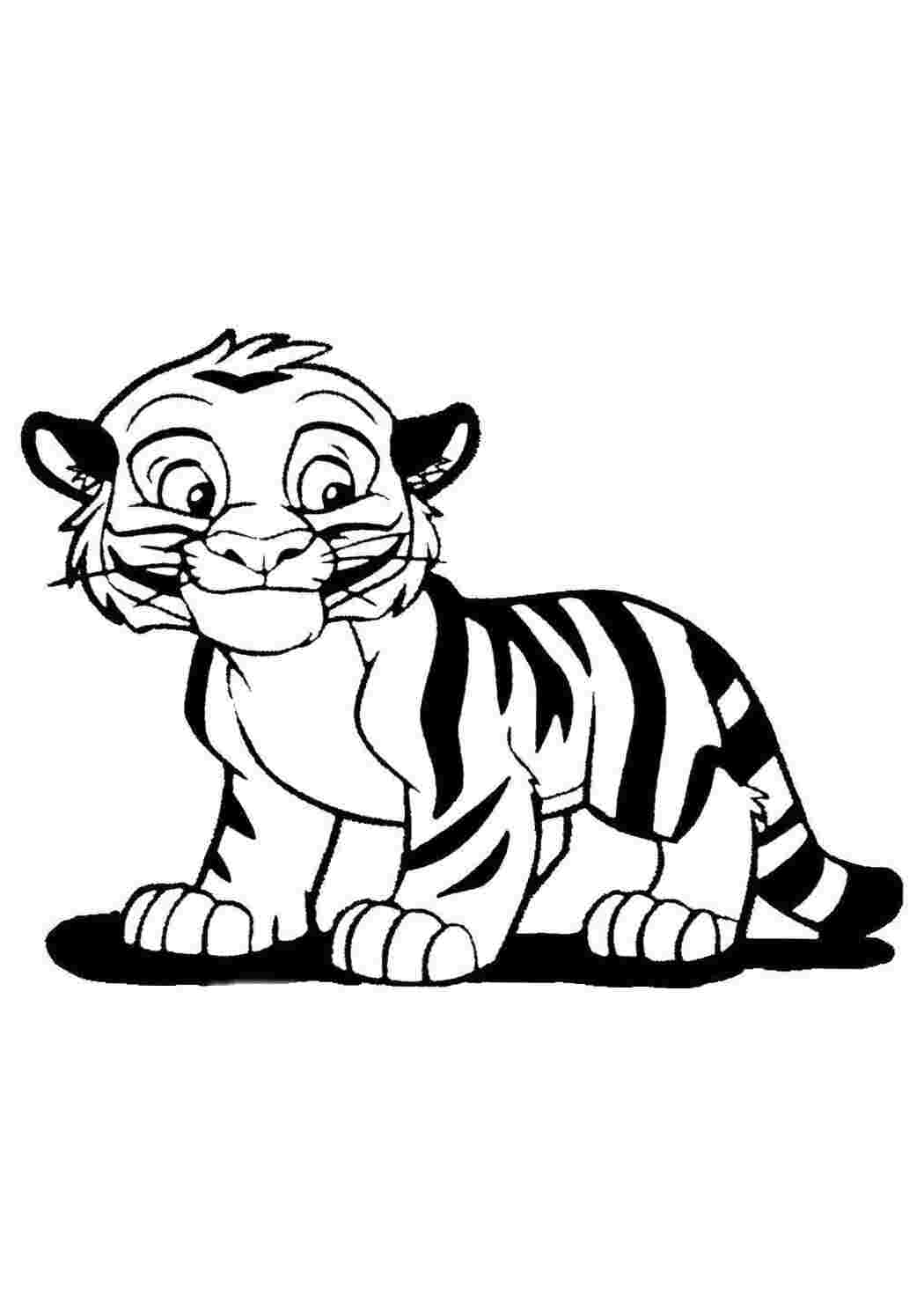 Контур тигра для детей