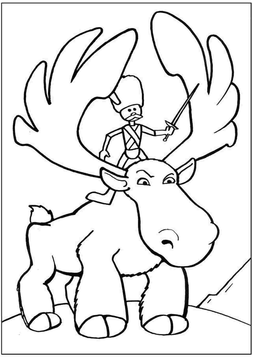 Раскраска  Солдатик на лосе