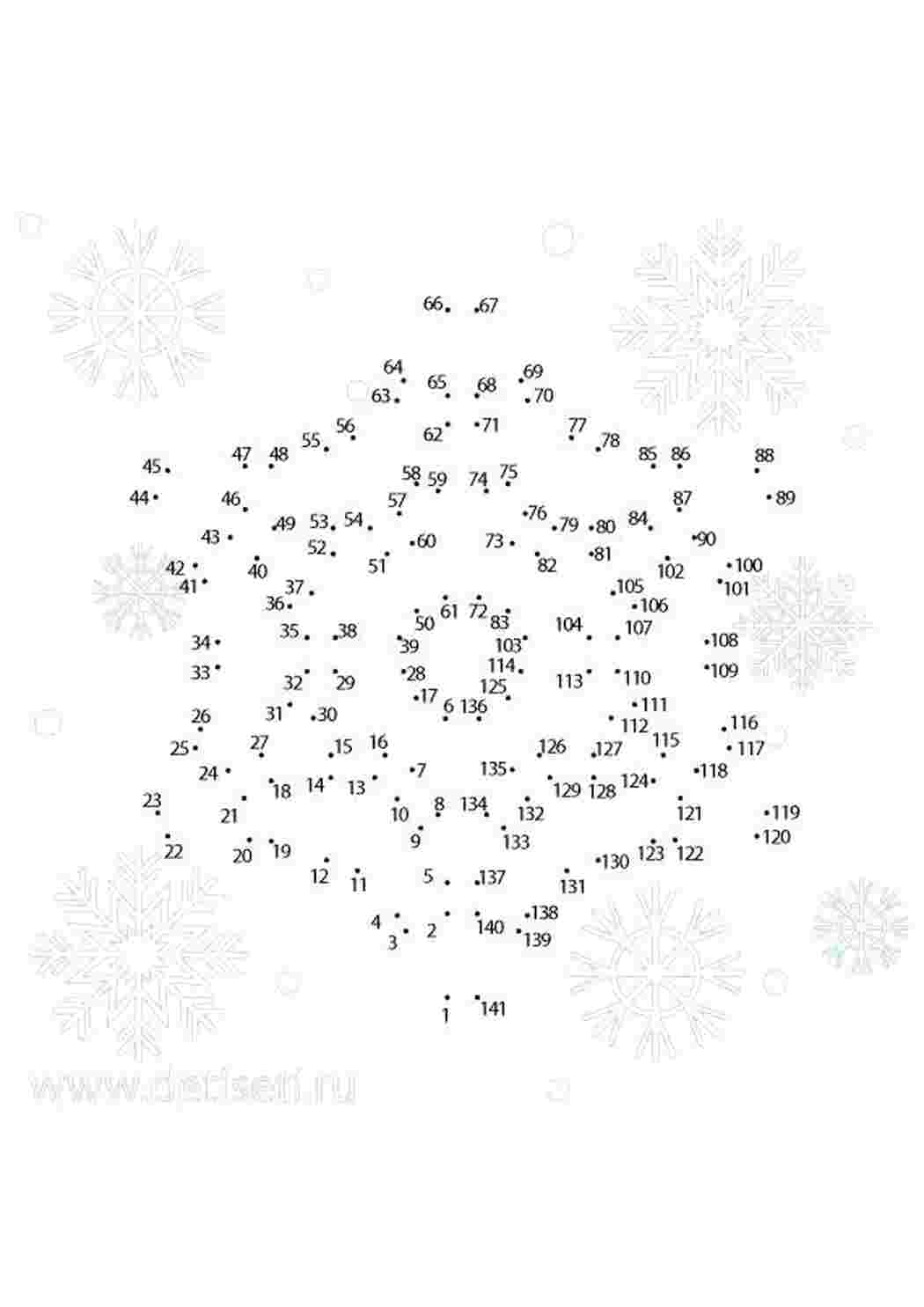 Раскраска Снежинка (141 точка)