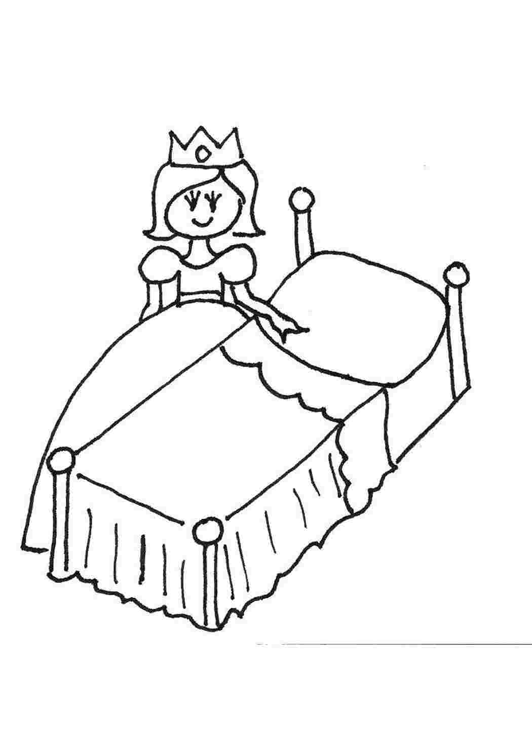 Принцесса на горошине раскраска для детей