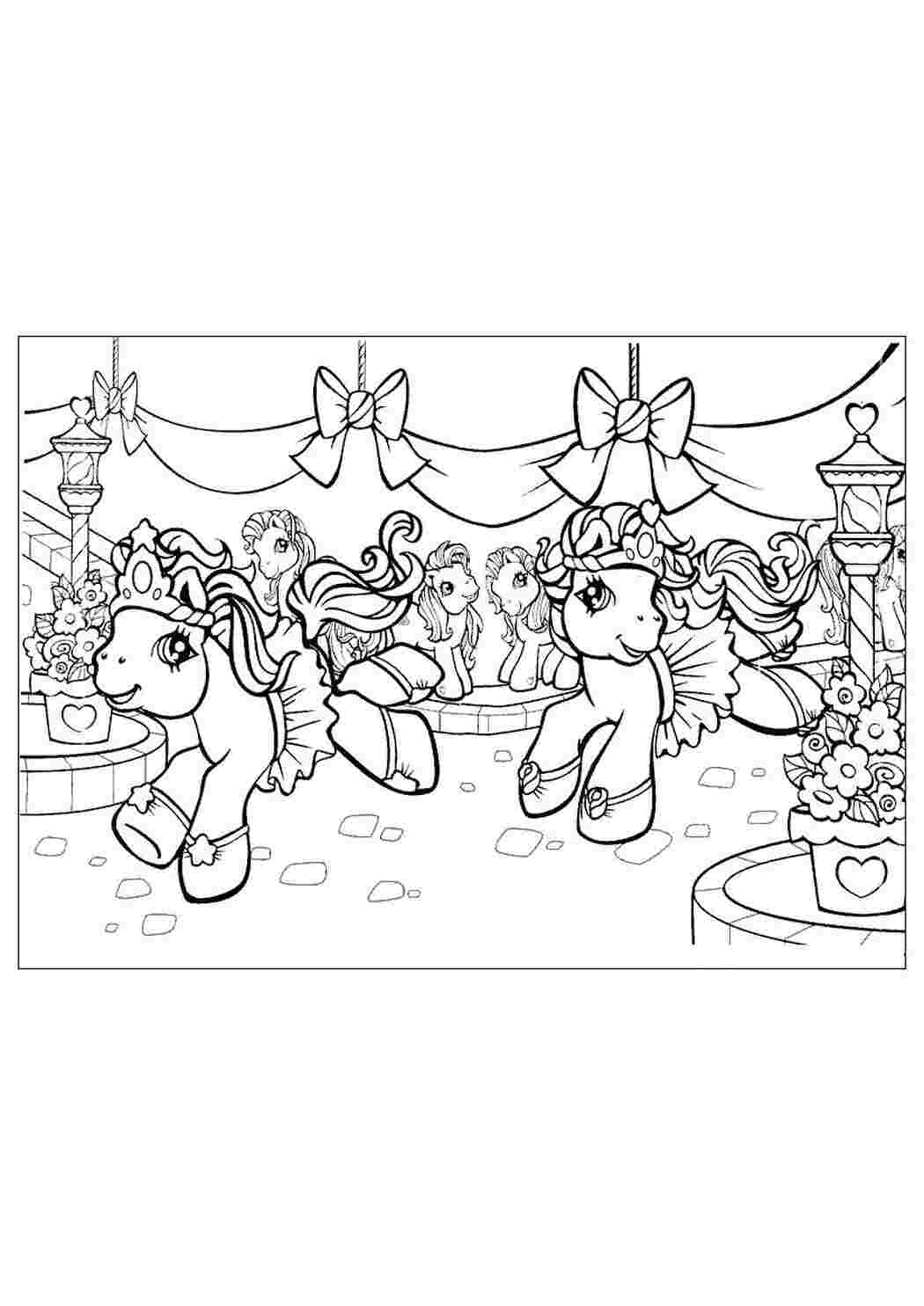 Раскраска пони на празднике